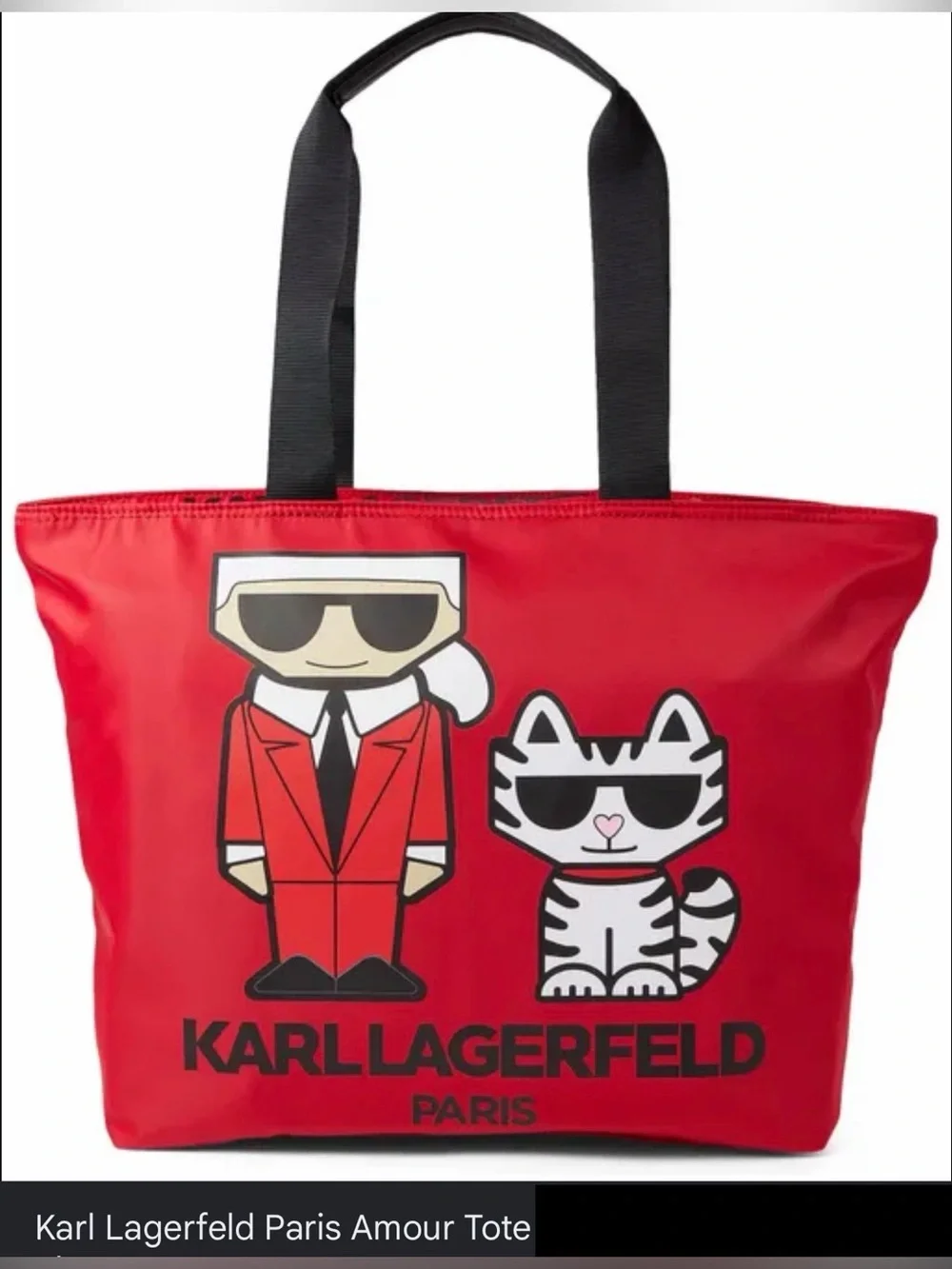 Karl Lagerfeld Paris Amour Tote Red/Black/Multi 14.75” x 14.25” x 6” +Strap NWOT